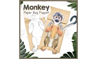 Monkeys | Paper Bag Puppet | Printable Craft