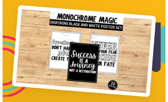 Monochrome Magic: Inspiring Black and White Poster Set and Bulletin Board!
