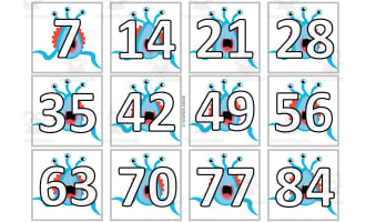 Monster Multiplication Colored Cards x3 by Teach Simple