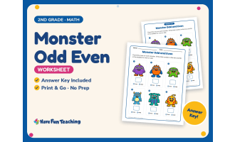 Monster Odd Even Worksheet – 2nd Grade Even and Odd Practice