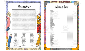 Monster word search & scramble