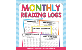 Monthly Coloring Reading Log | Monthly Reading Tracker for Year