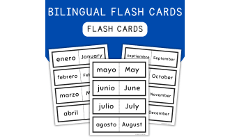 Months of the Year in Spanish, Meses Del Año, Bilingual Flash Cards