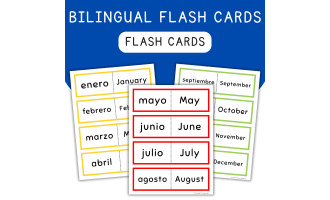 Months of the Year in Spanish, Meses Del Año, Bilingual Flashcards