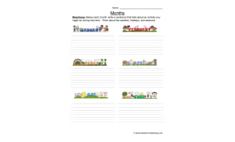 Months of the Year Writing Worksheet