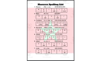 Morocco Spelling List
