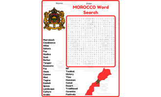 MOROCCO Word Search Puzzle Worksheet Activity