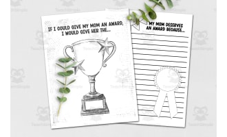 Mother's Day Activity, World's Best Mom Award, Grade 1-6 Writing Activity, Kindergarten Crafts, May Printables, Homeschool Resources