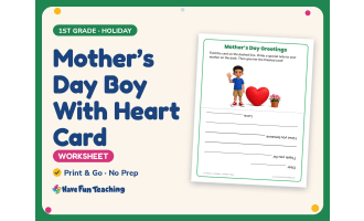 Mother’s Day Boy With Heart Card – 1st Grade Holiday Practice