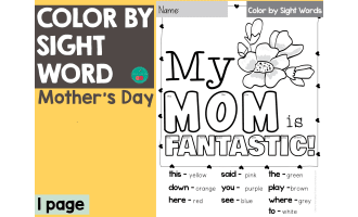 Mother's Day Color By Sight Word