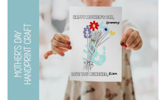 MOTHER'S DAY CRAFT, HANDPRINT FLOWER CARD, TAKE HOME GIFT MOM