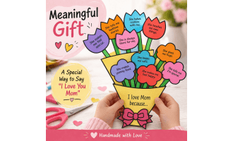 Mothers Day Printable Bouquet Craft for Kids DIY Flower Gift