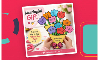 Mothers Day Printable Bouquet Craft for Kids DIY Flower Gift