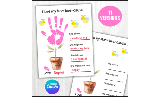 Mother's Day Questionaire Handprint Poem Craft Card All About My Mom