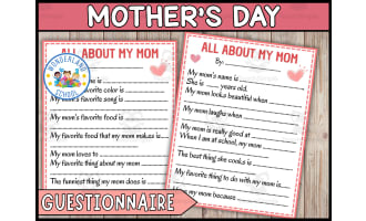 Mother's Day Questionnaire | All About My Mom Worksheets