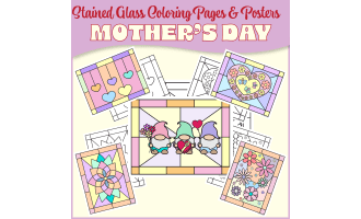 Mother's Day Stained Glass Coloring Pages & Posters