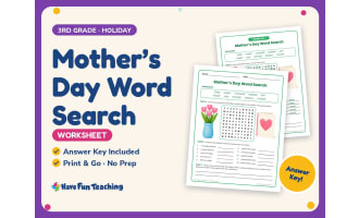 Mother’s Day Word Search Worksheet – 3rd Grade Holiday Practice