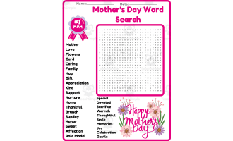 Mother's Day Word Search worksheet activity