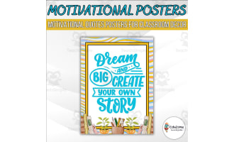 Motivational classroom quote poster: Set your goals and go for it!