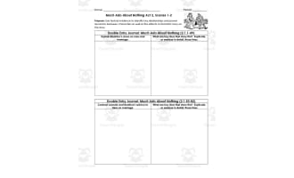 Much Ado About Nothing Act 2, Scenes 1-2 | Double Entry Journals