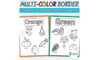 Multi-Color Border Illustrative Colors Kindergarten Coloring Page!