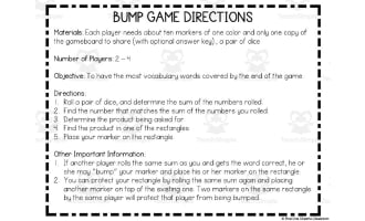Multiplication Facts Bump Game