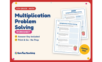 Multiplication Problem Solving Worksheet – 5th Grade Word Problems