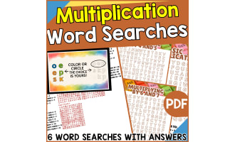 Multiplication Word Searches (PDF)