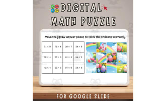 Multiply Puzzle 2digit x 1digit Easter Version, Digital & Printable