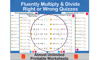 Multiplying and Dividing Numbers within 100 - Multi-level quizzes