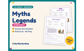 Myths Legends Worksheet – 4th Grade Genres & Story Elements Practice