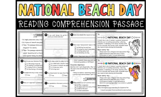 National Beach Day Reading Comprehension Passage & Questions