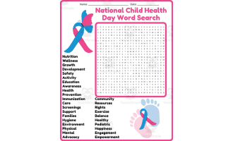 National Child Health Day Word Search Puzzle Worksheet Activities