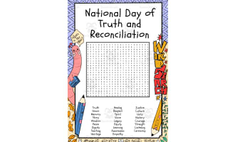 National Day of Truth and Reconciliation word search puzzle worksheet