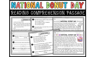 National Donut Day Reading Comprehension Passage & Questions