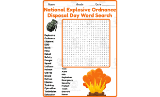 National Explosive Ordnance Disposal Day Word Search
