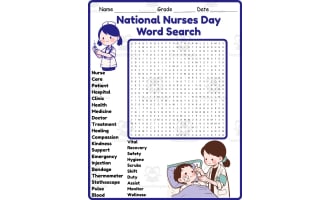 National Nurses Day Word Search 2nd 3rd 4th 5th Grade Worksheet
