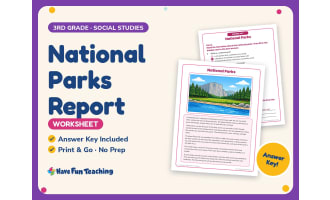 National Parks Report Worksheet – 3rd Grade History & People Practice