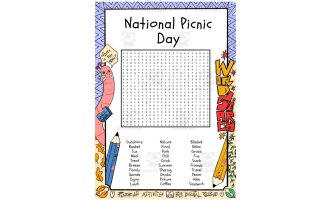 National Picnic Day word search puzzle worksheet activity