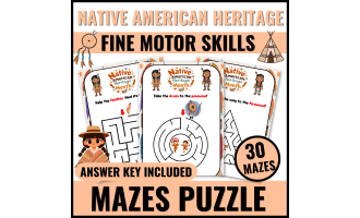 Native American Heritage Month Mazes for Preschool and Kindergarten Fu