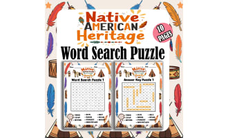 Native American Heritage Month Word Search Puzzle Fun for Kindergarten