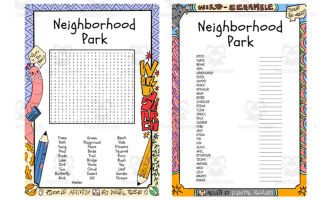 Neighborhood Park word search & scramble