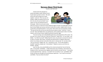Nervous about Third Grade Reading Comprehension Worksheet