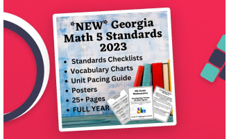 NEW! Georgia 5th Grade Math Standards 2023 Posters,Checklists,&Vocab