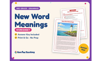 New Word Meanings Worksheet – 3rd Grade Context Clues Practice