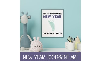 New Year Bulletin Board Classroom Crafts, January Footprint Activity