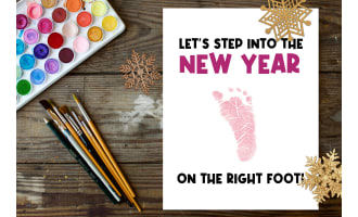 New Year Bulletin Board Craft, Winter Templates, January Footprint Art