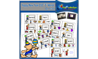 New Year's CVC "E" Words Clip Cards - EBOOK