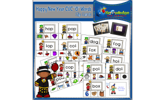New Year's CVC "O" Words Clip Cards - EBOOK