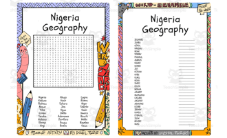 Nigeria Geography word search & scramble